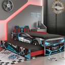 Ver imagem 4 de Bicama Infantil Carros Tornado Fun Preto Azul Pura Magia + Colchão Gazin
