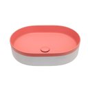 Ver imagem 1 de Cuba de Apoio para Banheiro Oval Louça Cerâmica Coral Pingoo.casa - Rosa e Branco