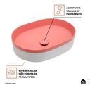 Ver imagem 4 de Cuba de Apoio para Banheiro Oval Louça Cerâmica Coral Pingoo.casa - Rosa e Branco