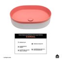 Ver imagem 2 de Cuba de Apoio para Banheiro Oval Louça Cerâmica Coral Pingoo.casa - Rosa e Branco