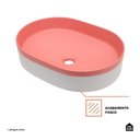 Ver imagem 3 de Cuba de Apoio para Banheiro Oval Louça Cerâmica Coral Pingoo.casa - Rosa e Branco