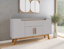 Ver mais imagens de Buffet Aparador 1 Gaveta 4 Portas Retro Pés de Madeira Future Branco/Off-White/Cinamomo