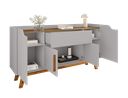 Ver imagem 5 de Buffet Aparador 1 Gaveta 4 Portas Retro Pés de Madeira Future Branco/Off-White/Cinamomo