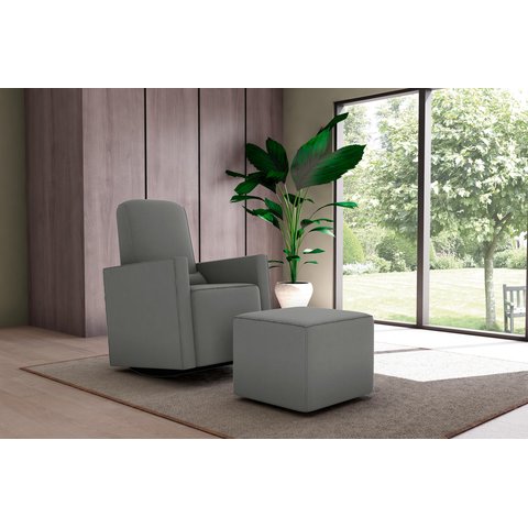 Poltrona Amamentação Balanço C/puff Annecy Suede Cinza B250 - Matrix