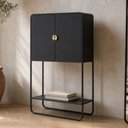 Ver imagem 1 de Balcão Aparador Bar para Sala Industrial 2 Portas 90cm Alek A03 Nero Preto - Lyam Deocr