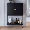 Ver imagem 4 de Balcão Aparador Bar para Sala Industrial 2 Portas 90cm Alek A03 Nero Preto - Lyam Deocr