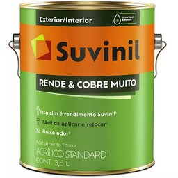 Tinta Acrílica Rende & Cobre Muito Fosco 3,6 Litros Concreto - 50518230 - SUVINIL - 1