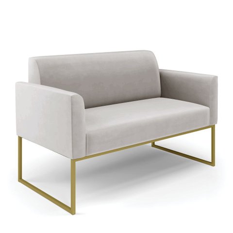 Sofá Namoradeira Base Industrial Dourado Marisa Veludo D03 - D?rossi