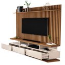 Ver imagem 3 de Rack com Painel para Tv até 72 Polegadas Vivare Classic 3 Gavetas Ripado Off White/freijó - Giga Móv