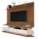 Ver imagem 2 de Rack com Painel para Tv até 72 Polegadas Vivare Classic 3 Gavetas Ripado Off White/freijó - Giga Móv