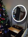 Ver imagem 3 de Espelho Led 3 Cores Frio Neutro e Quente Redondo 60cm Moldura Preta Prateleira