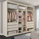 Ver imagem 2 de Guarda-roupa Casal Guarujá 6 Portas 6 Gavetas com Espelho 100% Mdf Off White/peroba - Panorama Móvei