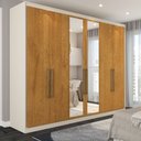 Ver imagem 1 de Guarda-roupa Casal Guarujá 6 Portas 6 Gavetas com Espelho 100% Mdf Off White/peroba - Panorama Móvei