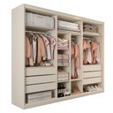 Ver imagem 4 de Guarda-roupa Casal Guarujá 6 Portas 6 Gavetas com Espelho 100% Mdf Off White/peroba - Panorama Móvei