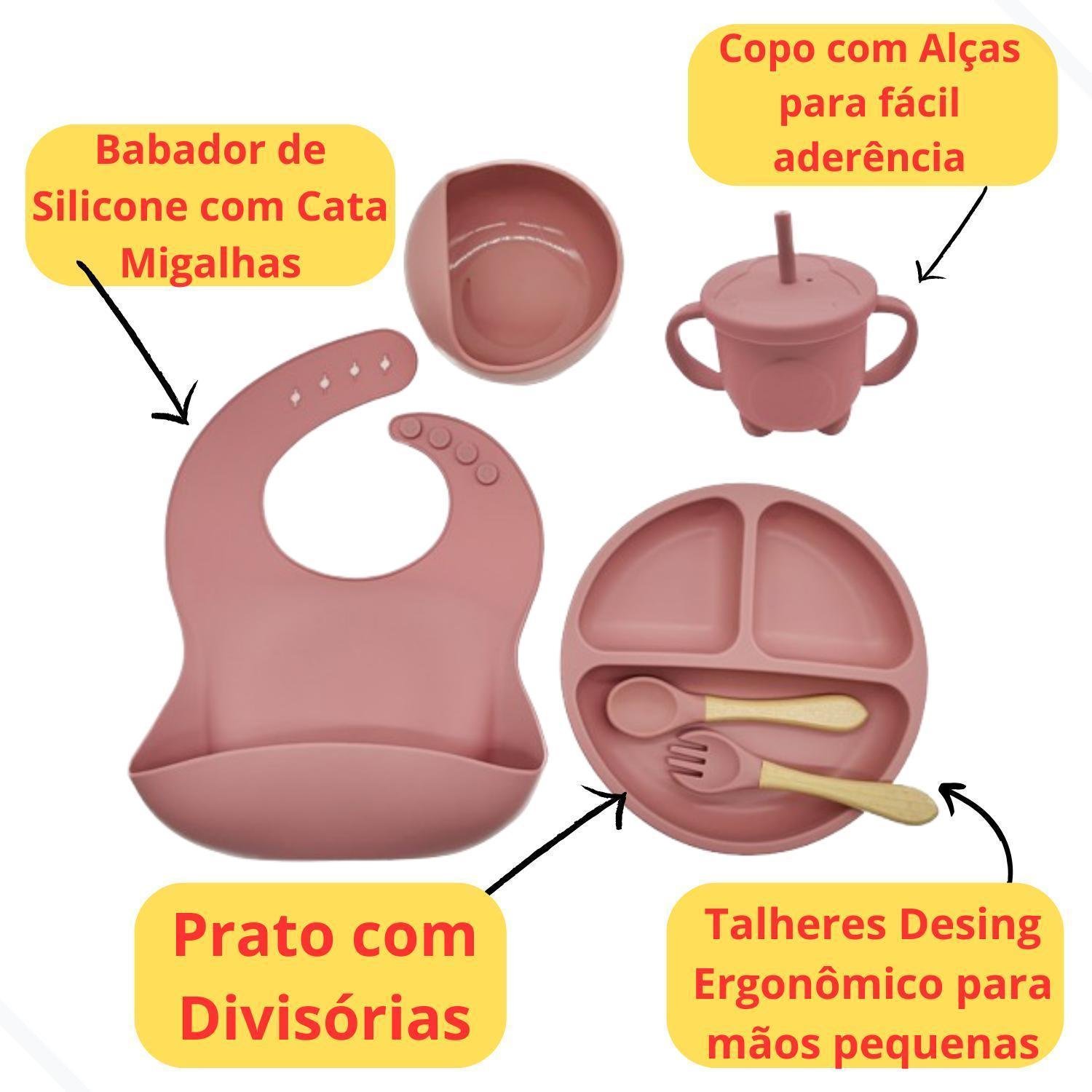 Kit Introdução Alimentar Bebê 6 Pçs Talher Silicone Cinza - 5