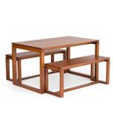 Ver imagem 4 de Mesa de Jantar 4 Lugares Retangular Madeira Maciça Craft Marrom/Garapa