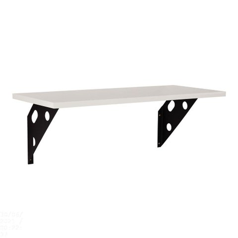 Prateleira Elite em Madeira Pinus com Acabamento Branco Suporte Metálico 400x250x15 Mm