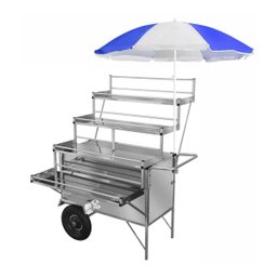 Carrinho Expositor Inox com Guarda Sol e Rodas Pneumáticas Cefaz - 1