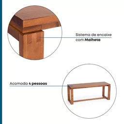 Banco em Madeira Maciça 140cm Craft  - 8