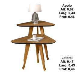 Mesa Lateral e Apoio 3 Pontas Pés Madeira Cor Freijó/preto - 3