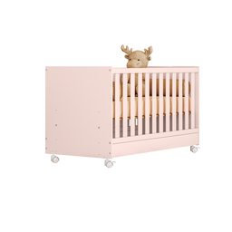 Conjunto Ideal para Bebê Berço Americano Cômoda Doce Sonho + Colchão Ortobom - Qmovi Rosa Acetinado - 5