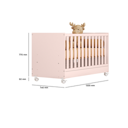 Conjunto Ideal para Bebê Berço Americano Cômoda Doce Sonho + Colchão Ortobom - Qmovi Rosa Acetinado - 2