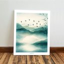 Ver imagem 6 de Kit 3 Quadro Decorativo Paisagem Azul Moderno Montanha Sala Qualidade Premium Luxo 40x28cm