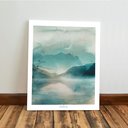 Ver imagem 5 de Kit 3 Quadro Decorativo Paisagem Azul Moderno Montanha Sala Qualidade Premium Luxo 40x28cm