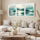 Ver imagem 3 de Kit 3 Quadro Decorativo Paisagem Azul Moderno Montanha Sala Qualidade Premium Luxo 40x28cm