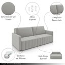 Ver imagem 3 de Sofá-cama Decorativo Retrátil Thanos 2 Lugares 220cm Veludo Cinza G45 - Gran Belo