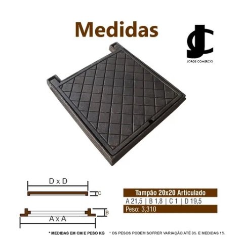 Tampa de Ferro Calçada Telefone Elétrica Inspeção 20x20cm - 2