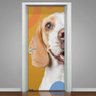 Adesivo Para Porta Pet Shop Cachorro Fundo Laranja- 73X210Cm - 1