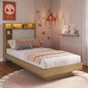 Ver imagem 1 de Cama de Solteiro Infantil/Juvenil 90 Suspensa com Iluminação em LED e Organizador na Cabeceira Cancun