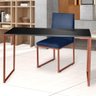 Kit Home Office Mesa Para Escritorio com Cadeira Garden Ferro Bronze Suede Azul Marinho - Móveis - 2
