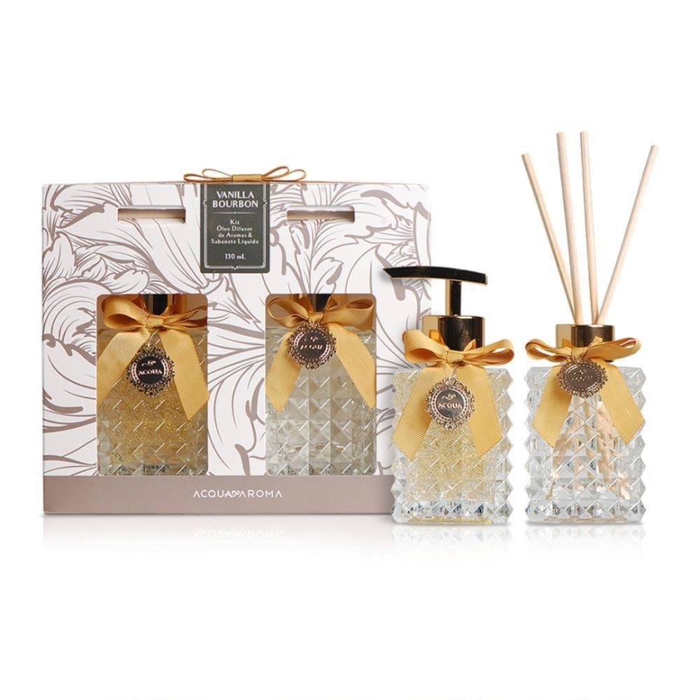 Kit Óleo Difusor de Aromas + Sabonete Líquido 130ml Clássica Acqua Aroma Vanilla Bourbon