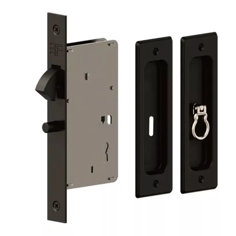 Fechadura 3f 6445 Porta de Correr Interna com Concha Preta