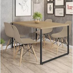 Mesa Industrial Base Ferro 120m e 4 Cadeiras Eames Fendi Ajl Store Mesa Industrial com Cadeira - 1
