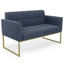 Ver imagem 1 de Sofá Namoradeira Base Industrial Dourado Ana Suede Azul Marinho - Ibiza