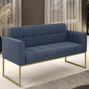 Ver imagem 2 de Sofá Namoradeira Base Industrial Dourado Ana Suede Azul Marinho - Ibiza