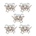 Ver imagem 1 de Kit 5 Jogos De Mesa Dobravel Com 4 Cadeiras De Madeira 70X70 Para Restaurante E Bar - Sem Pintura