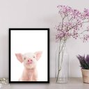 Ver imagem 1 de Quadro Porquinho Baby Sorrindo 24x18cm:Madeira preta
