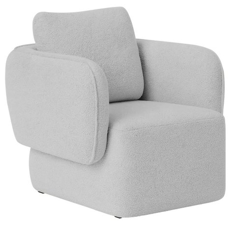 Poltrona Decorativa Sala de Estar Duna Bouclé Cinza Claro - Nexta Casa