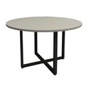 Ver imagem 2 de Mesa de Reunião Redonda F5 Office Moderno sem Gavetas MDP 120cm Cinza com Preto