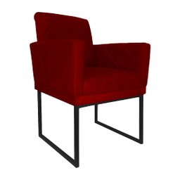 Kit 02 Poltronas Klara Base Ferro Preto Suede - Estopar Kit Klara Base Preta Suede Vermelho - 3