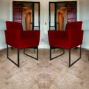 Ver imagem 2 de Kit 02 Poltronas Klara Base Ferro Preto Suede - Estopar Kit Klara Base Preta Suede Vermelho