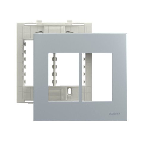 Placa com Suporte Margirius Sleek Colors 4x4 para 6 Módulos Horizontais Cinza