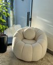 Ver imagem 4 de Kit Poltrona Decorativa Concha c/Almofada e Puff Boucle Bege Abobora - Vimont Moveis