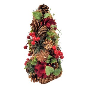 Árvore de Natal Decorativa com Pinhas e Berries Flor 33cm