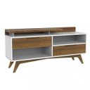 Ver imagem 2 de Rack para TV até 55 Polegadas 100% MDF 150cm Pés em Madeira Maciça 2 Gavetas Club Branco