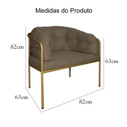 Poltrona Decorativa Louise Base em Metal Linho Cores - DS Estofados CACAU - 4